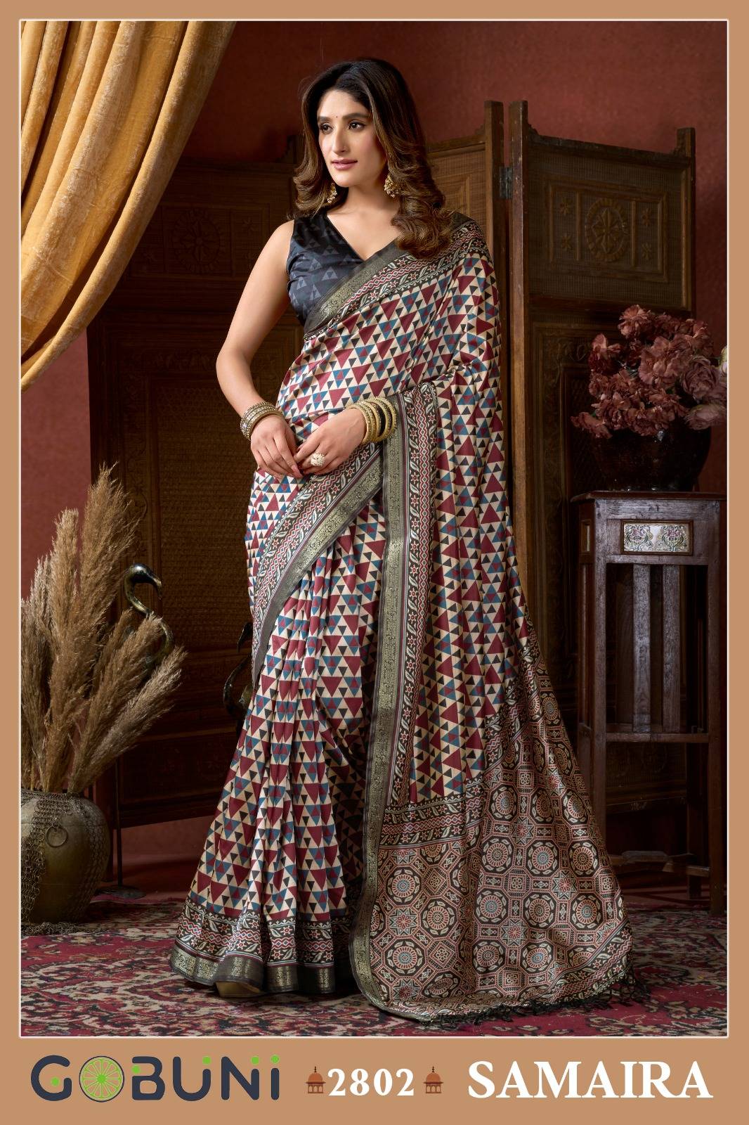 Samaira By Gobuni 2801 To 2806 Series Indian Traditional Wear Collection Fancy Colorful Party Wear Cluster Digital Saree At Wholesale Price